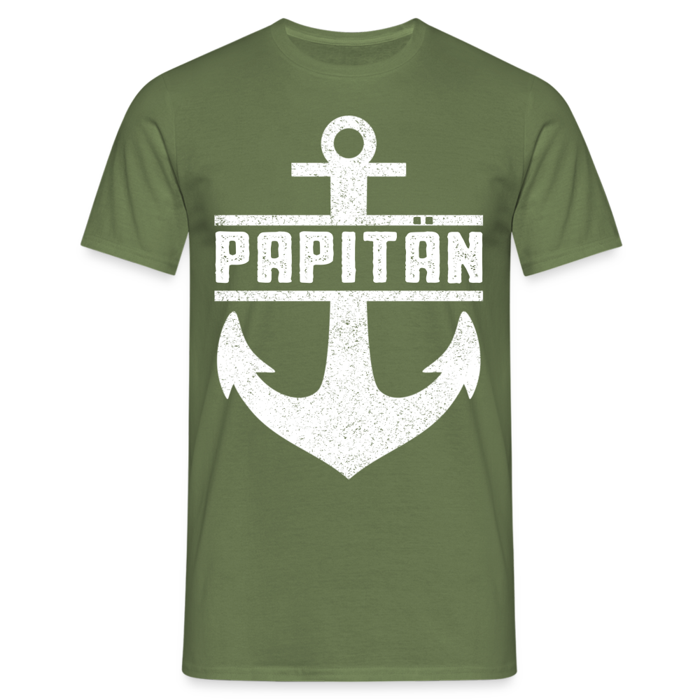 Vatertag Shirt Papa Papitän Anker Retro Style Geschenk T-Shirt - Militärgrün