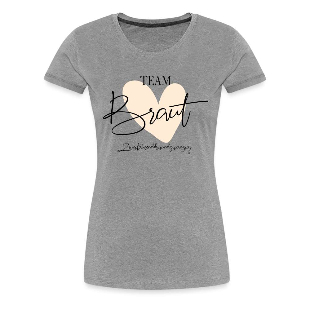 JGA Braut Shirt | Hochzeit Geschenk Frauen Premium T-Shirt - Grau meliert