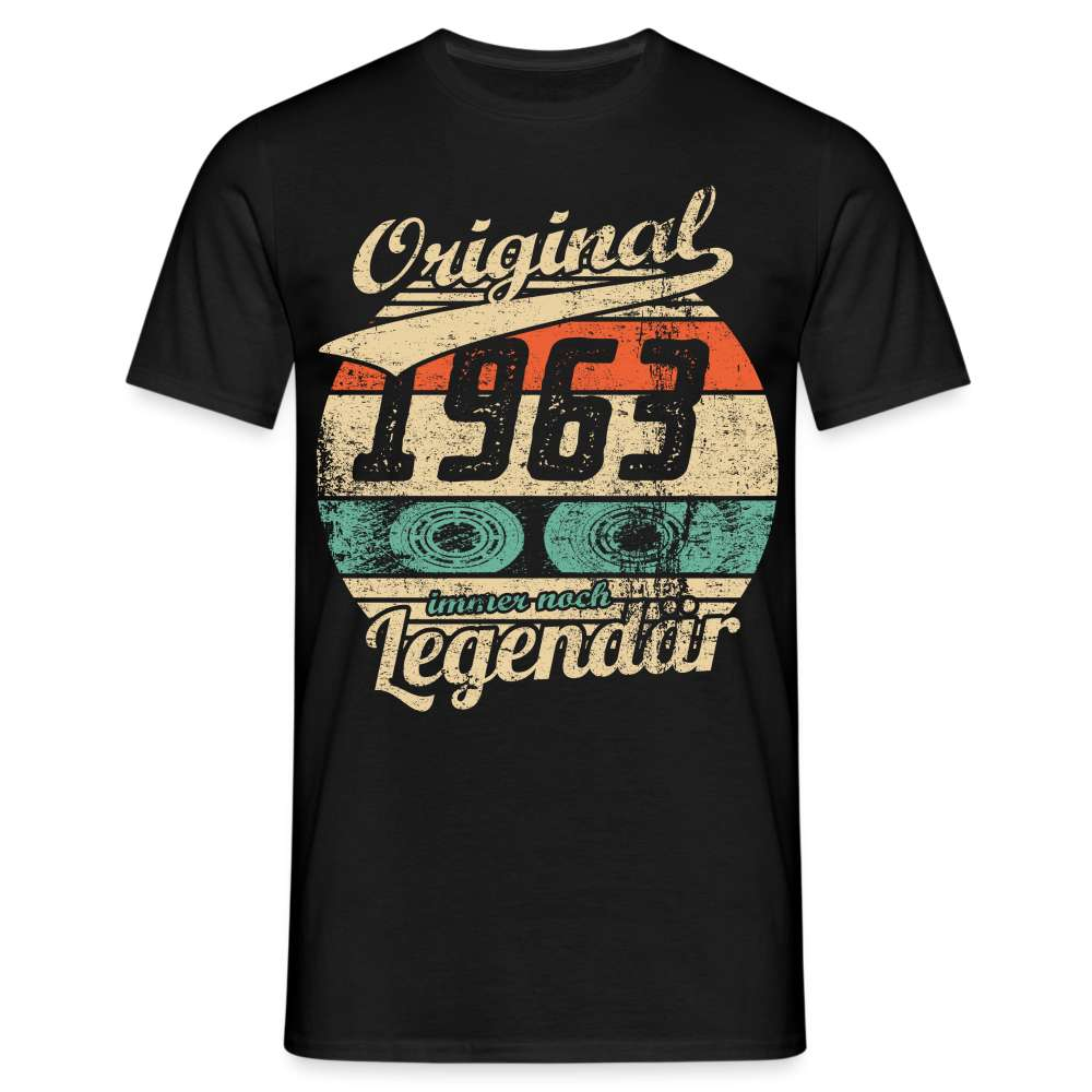 60. Geburtstag Retro Kassette Original 1963 - immer noch Legendär - Geschenk T-Shirt - Schwarz