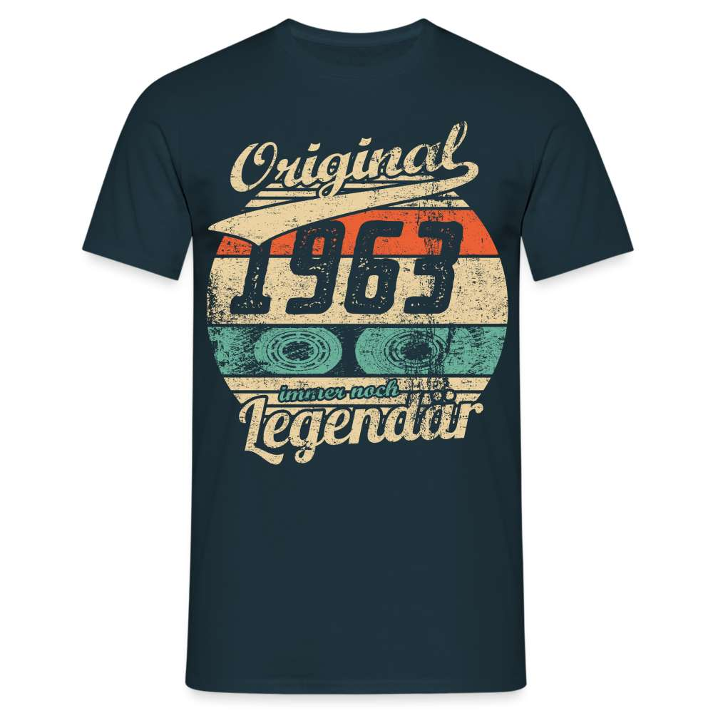 60. Geburtstag Retro Kassette Original 1963 - immer noch Legendär - Geschenk T-Shirt - Navy