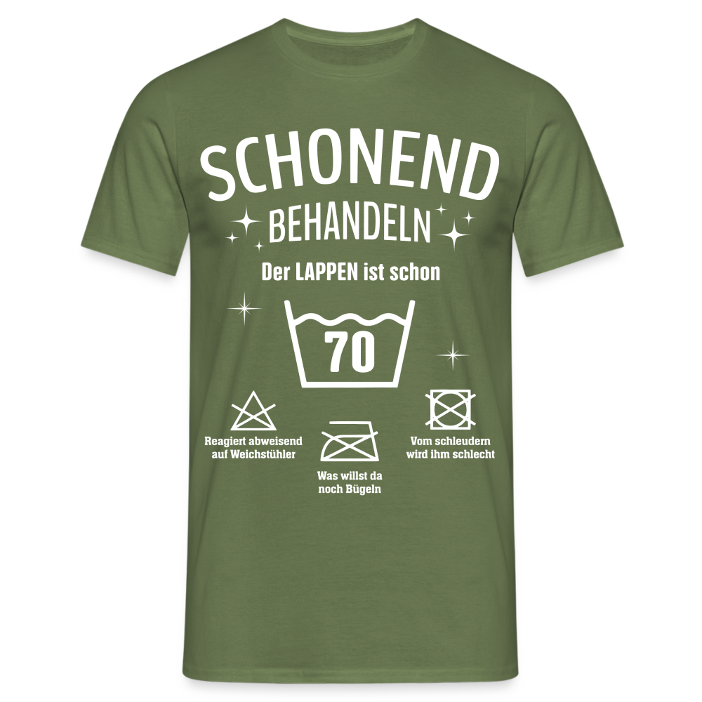 70. Geburtstag Schonend behandeln der Lappen ist schon 70 Geschenk Shirt - Militärgrün