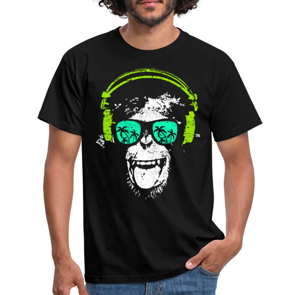 Lustiger DJ Alle mit Kopfhörer und Sonnenbrille - Lustiges T-Shirt - Schwarz