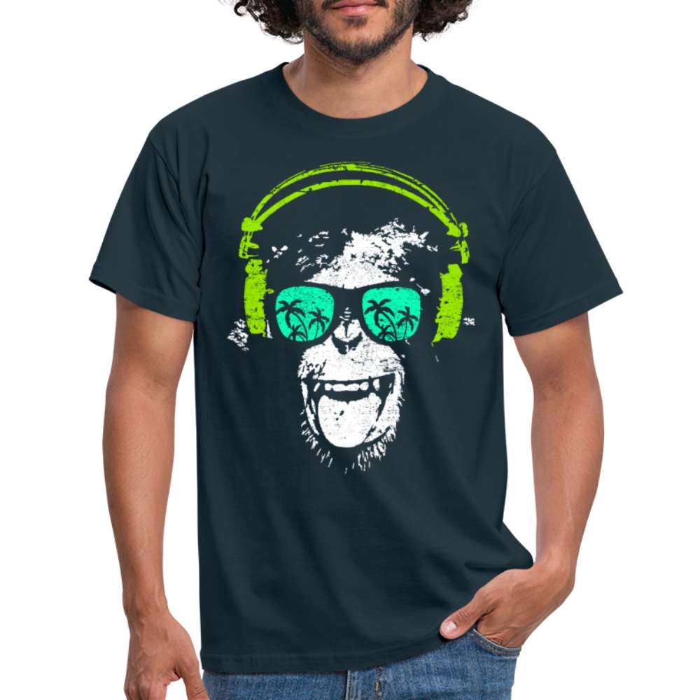 Lustiger DJ Alle mit Kopfhörer und Sonnenbrille - Lustiges T-Shirt - Navy