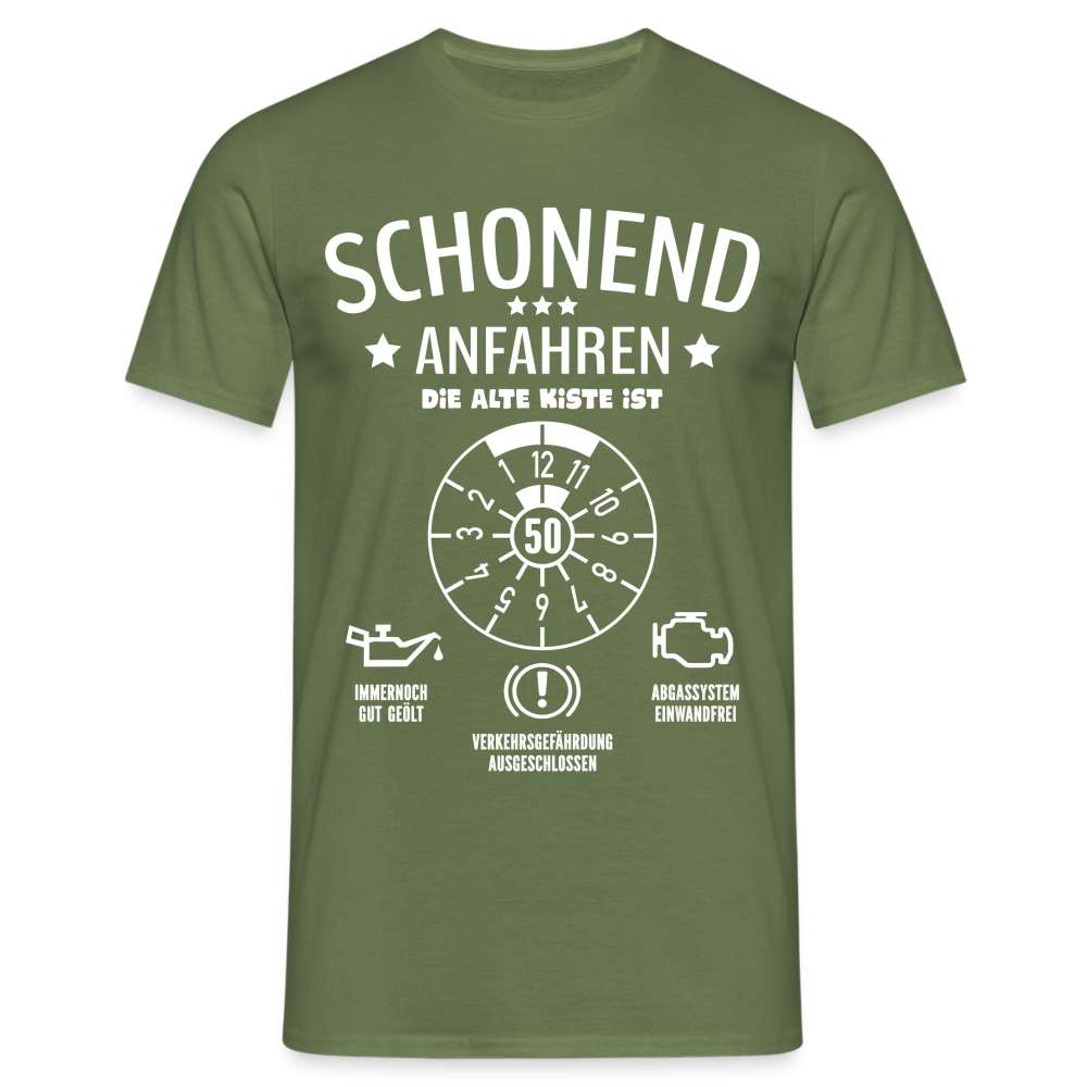 50. Geburtstag - Schonend Anfahren Mechaniker TÜV Geschenk T-Shirt - Militärgrün