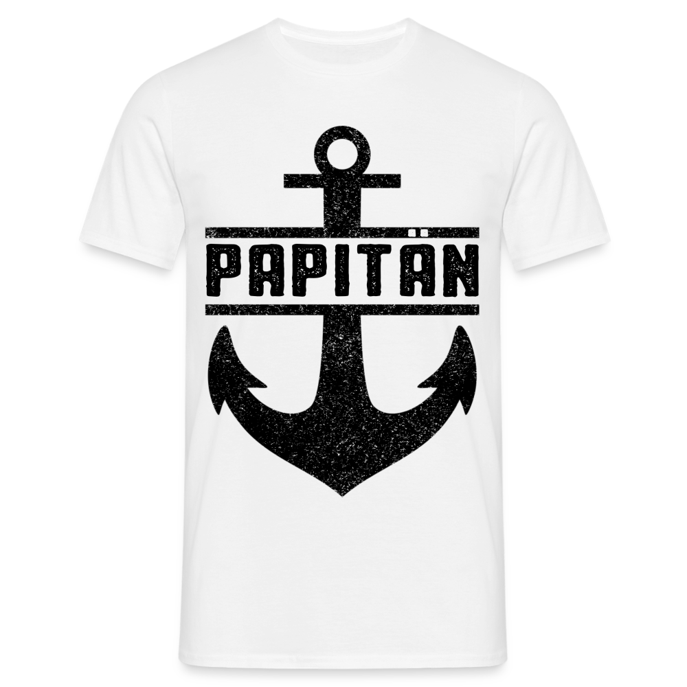 Vatertag Shirt Papa Papitän Anker Retro Style Geschenk T-Shirt - weiß