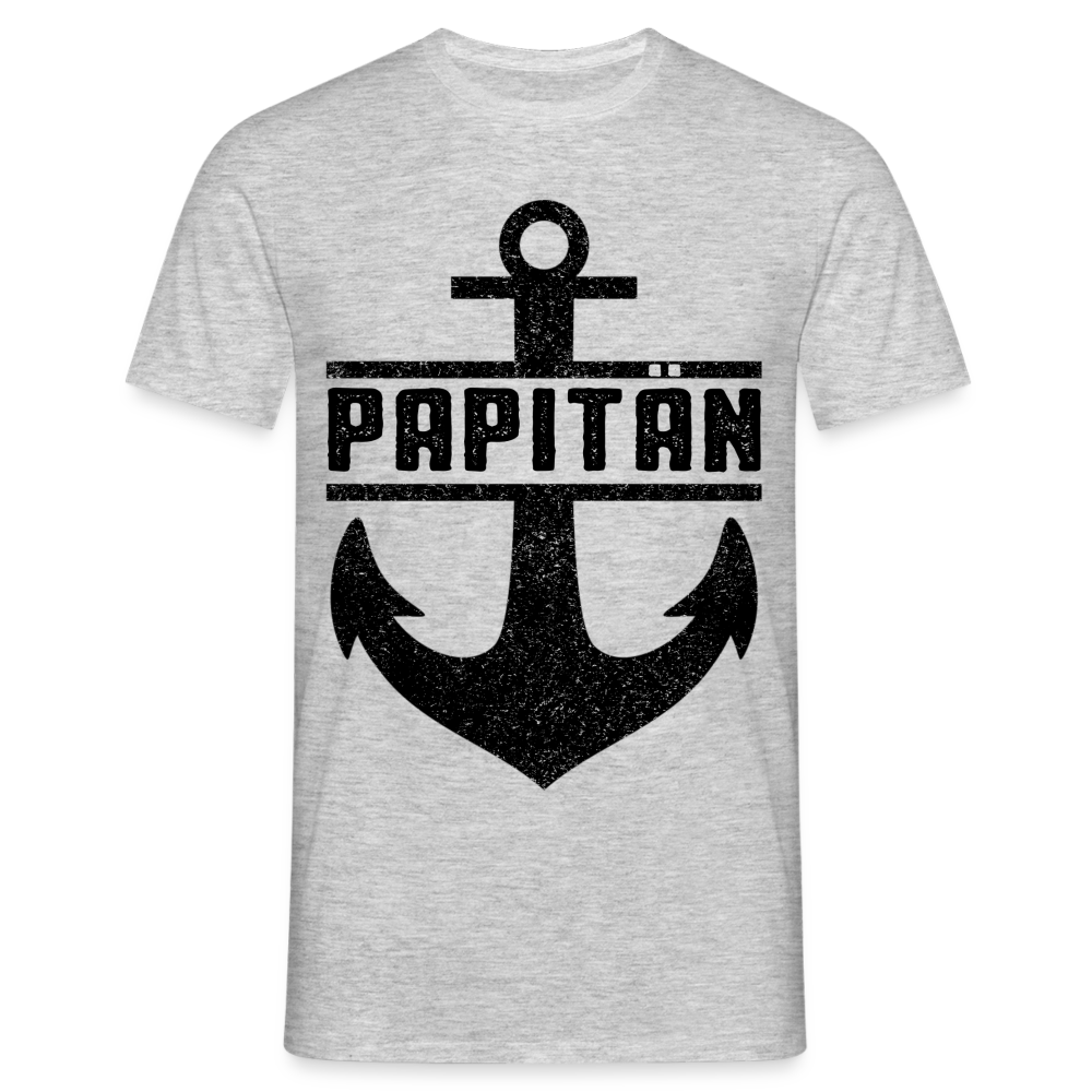 Vatertag Shirt Papa Papitän Anker Retro Style Geschenk T-Shirt - Grau meliert